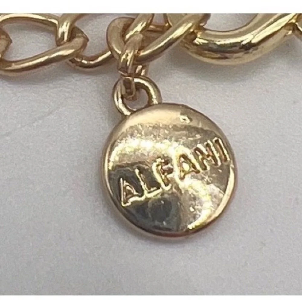 Alfani Gold Tone Long Necklace White Resin Rings 40